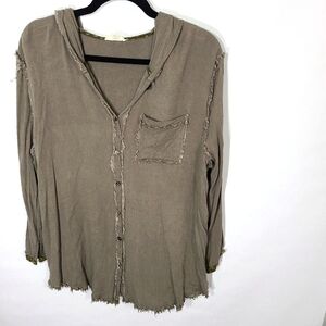 Oddy Brand‎ Olive Green Small S Women's Long Sleeve Shirt Top with Hood